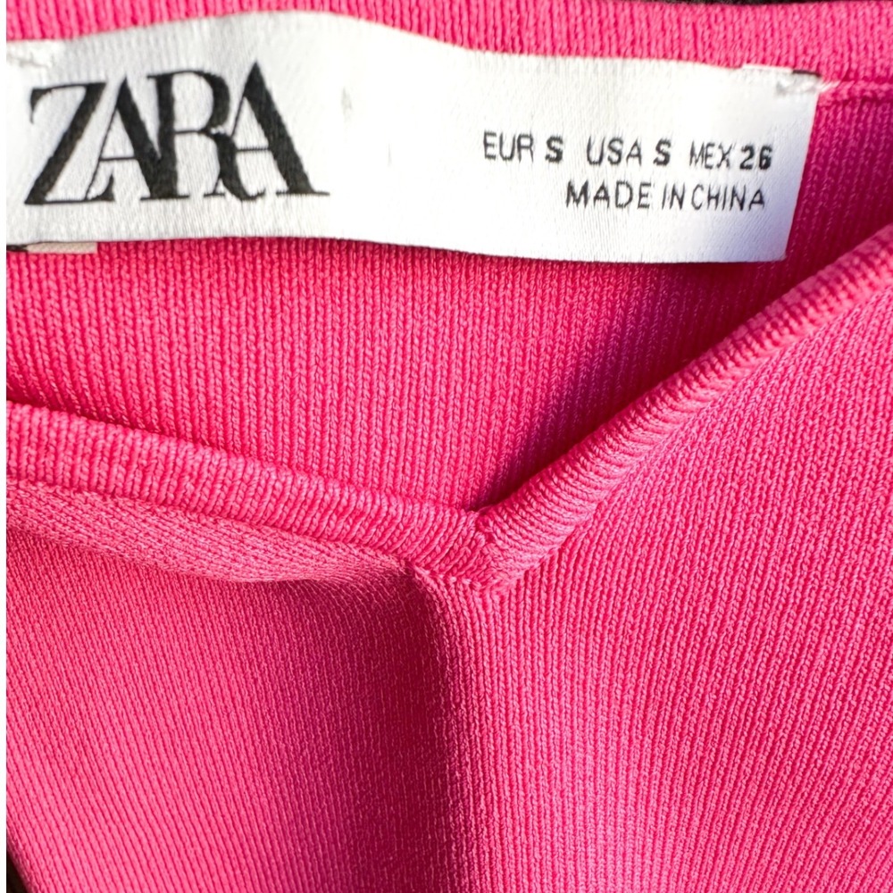Zara Pink Organza Bow Back Knit Crop Top Bloggers Favorite Size Small - Picture 5 of 6